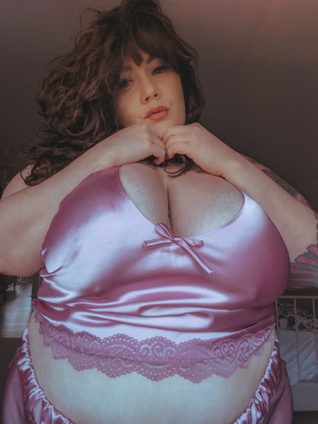 Bloated SSBBW Belly and Huge Natural Boobs