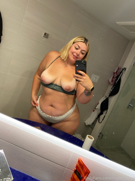 Chubby Blonde Plumper with Natural Tits