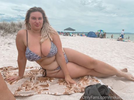 Mikaela Reidy Chubby Blonde with Big Tits in a String Bikini